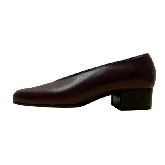Robert Clergerie Burgundy Leather Habana Square-Toe Block Heel Shoes Sz 5.5B-New - Picture 3 of 9